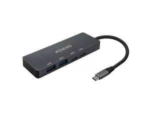 AISENS USB3.2 Gen1 5G USB-C Hub, USB-C/M-2xUSB-C/H-2xUSB-A/H, Grey, 15cm