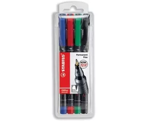 STABILO OHPen universal permanent, 4 Pack перманентная маркер Пулевидный наконечник Черный, Синий, Зеленый, Красный 4 шт