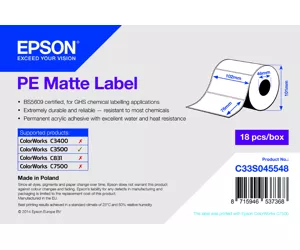Epson PE Matte Label - Die-cut Roll: 102mm x 76mm, 365 labels