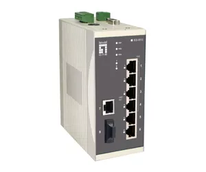 LevelOne 8-Port Fast Ethernet PoE Industrial Switch, 802.3af PoE, 4 PoE Outputs, DIN-Rail, 1 x SC Multi-Mode Fiber, 61.6W, -20°C to 70°C