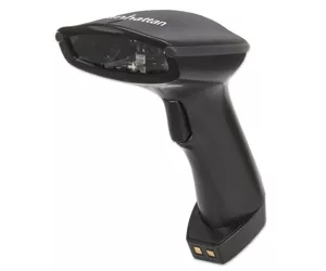 Manhattan Wireless Linear Handheld CCD Barcode Scanner, Bluetooth, 500mm Scan Depth, up to 80m effective range (line of sight), Max Ambient Light 100,000 lux (sunlight), EU/US/UK/AU interchangeable plug, Black, Three Year Warranty, Box