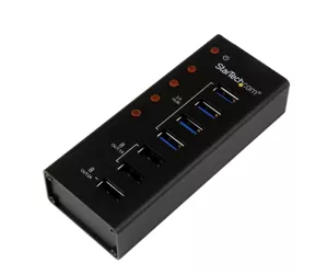 StarTech.com 4 Port USB 3.0 Hub plus 3 Dedicated USB Charging Ports (2 x 1A & 1 x 2A) - Wall Mountable Metal Enclosure~4 Port USB 3.0 Hub (5Gbps) plus 3 Dedicated USB Charging Ports (2 x 1A & 1 x 2A) - Wall Mountable Metal Enclosure