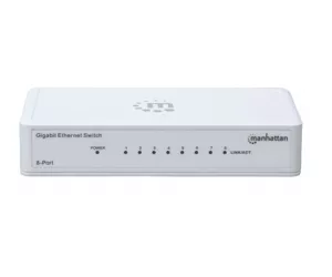 Manhattan 8-Port Gigabit Ethernet Switch, Desktop Size, Plastic, IEEE 802.3az (Energy Efficient Ethernet), Three Year Warranty, Box