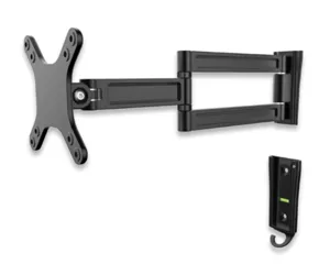 Manhattan TV & Monitor Mount, Wall, Full Motion, 1 screen, Screen Sizes: 13-27", Black, VESA 75x75 to 100x100mm, Max 15kg, Tilt & Swivel with 3 Pivots, Lifetime Warranty
