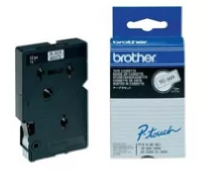 Brother Gloss Laminated Labelling Tape - 12mm, Black/White, 10-pk