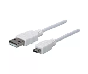 Manhattan Hi-Speed USB Micro-B Anschlusskabel, USB 2.0, Typ A Stecker - Micro-B Stecker, 480 Mbps, 1 m, weiß