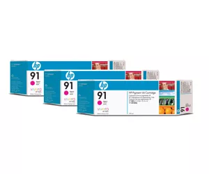 HP 91 3-pack 775-ml Magenta DesignJet Pigment Ink Cartridges