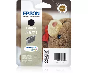 Epson Teddybear rašalo kasetė Black T0611 DURABrite Ultra Ink