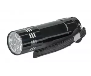 Manhattan LED Torch/Flashlight 3-pack (Clearance Pricing), Bright 45 Lumen Output (9 LEDs), Aluminium, Compact (85x25x25mm), Long Lasting Performance, Each torch uses 3x AAA batteries (3 included, enough for one torch), Carry Loop, Black, Three Years Warranty