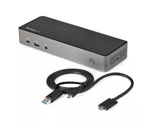 StarTech.com DK31C3HDPDUE knyginių kompiuterių dokas / jungčių replikatorius Vielinis USB 3.2 Gen 2 (3.1 Gen 2) Type-C Juoda, Pilka