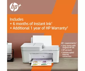 HP DeskJet HP 4122e All-in-One Printer, Color, Printer for Home, Print, copy, scan, send mobile fax, HP+; HP Instant Ink eligible; Scan to PDF