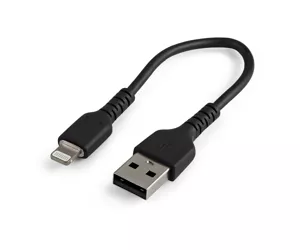 StarTech.com 15cm strapazierfähiges schwarzes USB-A auf Lightning-Kabel - Hochbelastbare, robuste Aramidfaser - USB Typ-A auf Lightningkabel - Lade-/Synchronisationskabel - Apple MFi-zertifiziert iPad/iPhone 12