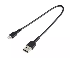 StarTech.com 30cm strapazierfähiges schwarzes USB-A auf Lightning-Kabel - Hochbelastbare, robuste Aramidfaser - USB Typ-A auf Lightningkabel - Lade-/Synchronisationskabel - Apple MFi-zertifiziert iPad/iPhone 12