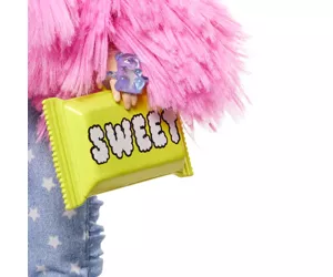 Barbie Extra Doll #3 in Pink Coat with Pet Unicorn-Pig