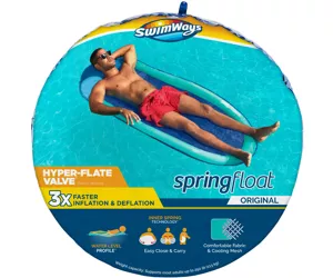 SwimWays Spring Float Inflatable Pool Lounger with Hyper-Flate Valve