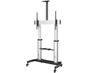 StarTech.com Mobile TV Stand - Heavy Duty TV Cart for 60-100" Display (100kg/220lb) - Height Adjustable Rolling Flat Screen Floor Standing on Wheels - Universal Television Mount w/Shelves