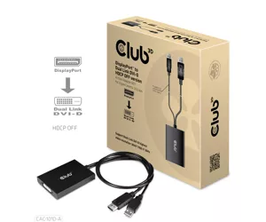 CLUB3D DisplayPort to Dual Link DVI-D HDCP OFF version Active Adapter M/F for Apple Cinema Displays