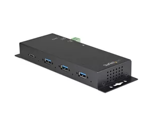 StarTech.com 4 Port USB C Hub 10Gbps - Metal Industrial USB Type-C Hub w/ 3xUSB-A & 1xUSB-C - ESD & Surge Protection - USB-C or USB-A Host - Self-Powered Mountable USB 3.2/3.1 Gen 2 Hub~4-Port USB C Hub 10Gbps - Metal Industrial USB Type-C Hub w/ 3xUSB-A & 1xUSB-C - ESD & Surge Protection - USB-C or USB-A Host - Self-Powered Mountable USB 3.2 Gen 2 Hub