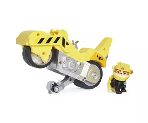 PAW Patrol , Moto Pups Rubble’s Deluxe Pull Back Motorcycle Vehicle with Wheelie Feature and Figure