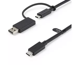 StarTech.com 3ft USB-C Cable with USB-A Adapter - Hybrid 2-in-1 USB C Cable - USB-C to USB-C (10Gbps/100W PD), USB-A to USB-C (5Gbps)