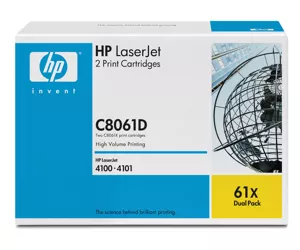 HP 61X 2-pack High Yield Black Original LaserJet Toner Cartridges tonerio kasetė 2 vnt Originalus Juoda