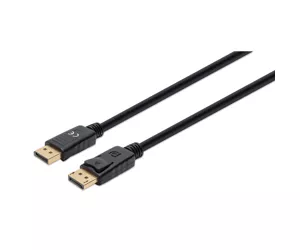 Manhattan DisplayPort 1.4 Cable, 8K@60hz, 1m, Male to Male, With Latches, Black, Lifetime Warranty