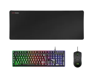 Mars Gaming MCPXBES Combo H-Mech FRGB Keyboard Ultralight Mouse 10000DPI and XXL Mousepad Black Spanish Language