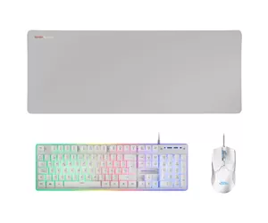 Mars Gaming MCPXWES Combo Keyboard H-Mech FRGB Ultralight Mouse 10000DPI and XXL Mousepad White Spanish Language
