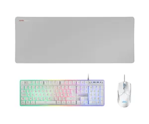 Mars Gaming MCPXWFR Combo Keyboard H-Mech FRGB Ultralight Mouse 10000DPI and XXL Mousepad White French Language