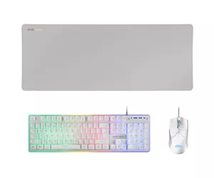 Mars Gaming MCPXWPT Combo Keyboard H-Mech FRGB Ultralight Mouse 10000DPI and XXL Mousepad White Portuguese Language