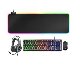 Mars Gaming MCPEXPT Combo H-Mech Keyboard Mouse RGB Headset and RGB XXL Mousepad Portuguese Language