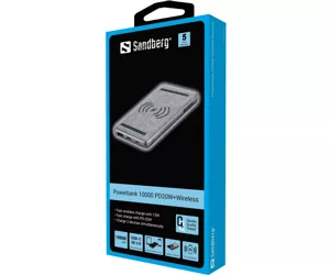 Sandberg 420-61 внешний аккумулятор Литий-полимерная (LiPo) 10000 mAh Беспроводная зарядка Черный, Серый
