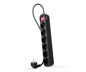 Nanocable 6-socket power strip with switch, 1.4 metres Black