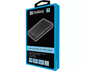 Sandberg 420-63 ārējais akumulators Litija jons 38400 mAh Melns