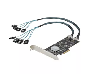 StarTech 8 Port SATA PCIe Card - 6Gbps SATA Expansion Adapter with 4 Host Controllers - PCI-e x4 Gen 2 to SATA III for HDD/SSD