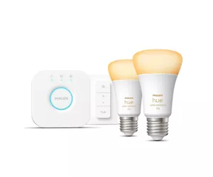 Philips Hue White ambience Starter-Set: E27 Lampe A60 Doppelpack - 1100lm + Dimmschalter