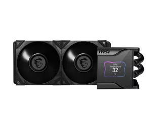 MSI MEG CORELIQUID S280 Liquid CPU Cooler '280mm Radiator, 2.4'' IPS Display with fan, 2x 140mm Silent PWM Fan, Center, Supports Intel and AMD Platforms, Latest LGA 1700 ready, Cooled by ASETEK'