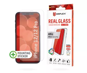 Displex Screen Protector (10H) + Case for Apple iPhone 12/12 Pro, Mounting Sticker, + Case, Tempered Glass, scratch resistant protective film