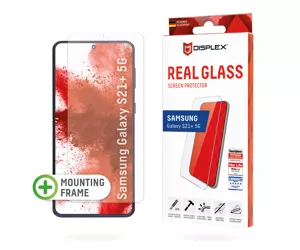 Displex Screen Protector (10H) for Samsung Galaxy S21+ 5G, Mounting Frame, Tempered Glass, scratch resistant protective film, case friendly